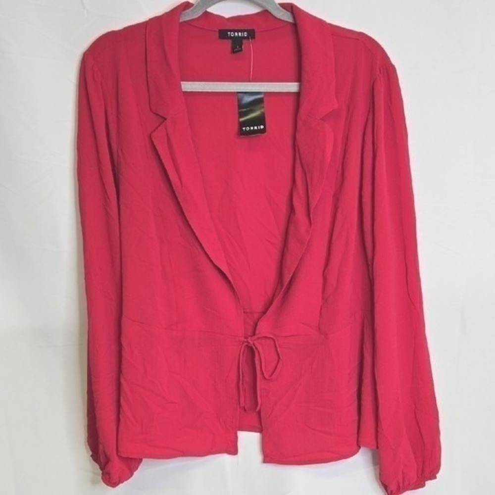 Torrid Pink Peplum Tie Front Blouson, Barbie Office, Hot Pink, 2X 18/20, New